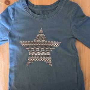 Cat & Jack Toddler Girls Teal Star Pattern Long Sleeve Tee Size 4T